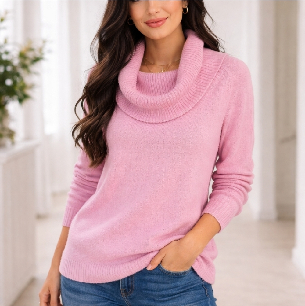 New Marled Brand Soft Pink Cowl Neck Cozy Casual Sweater NWT Sz XS
